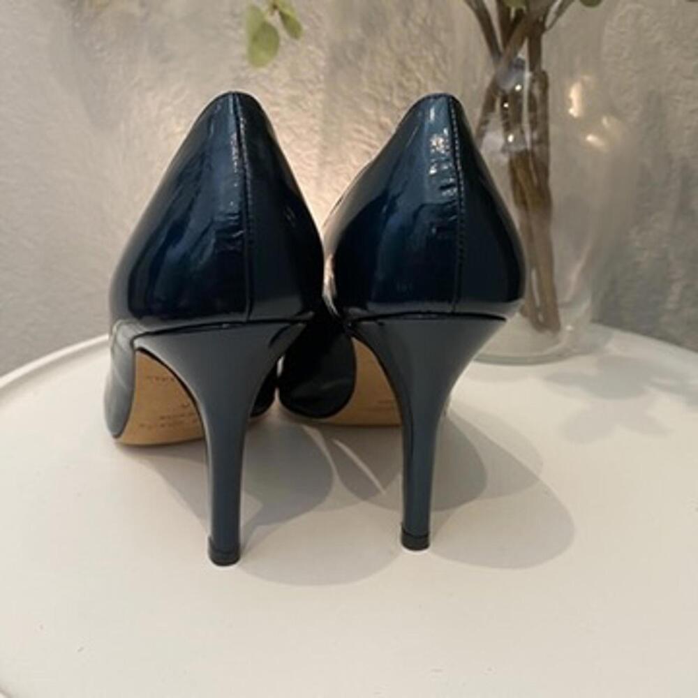 Kate Spade Emerald Patent Leather Heel Peep Toe Cross 6 Women Green Excellent - Picture 5 of 7